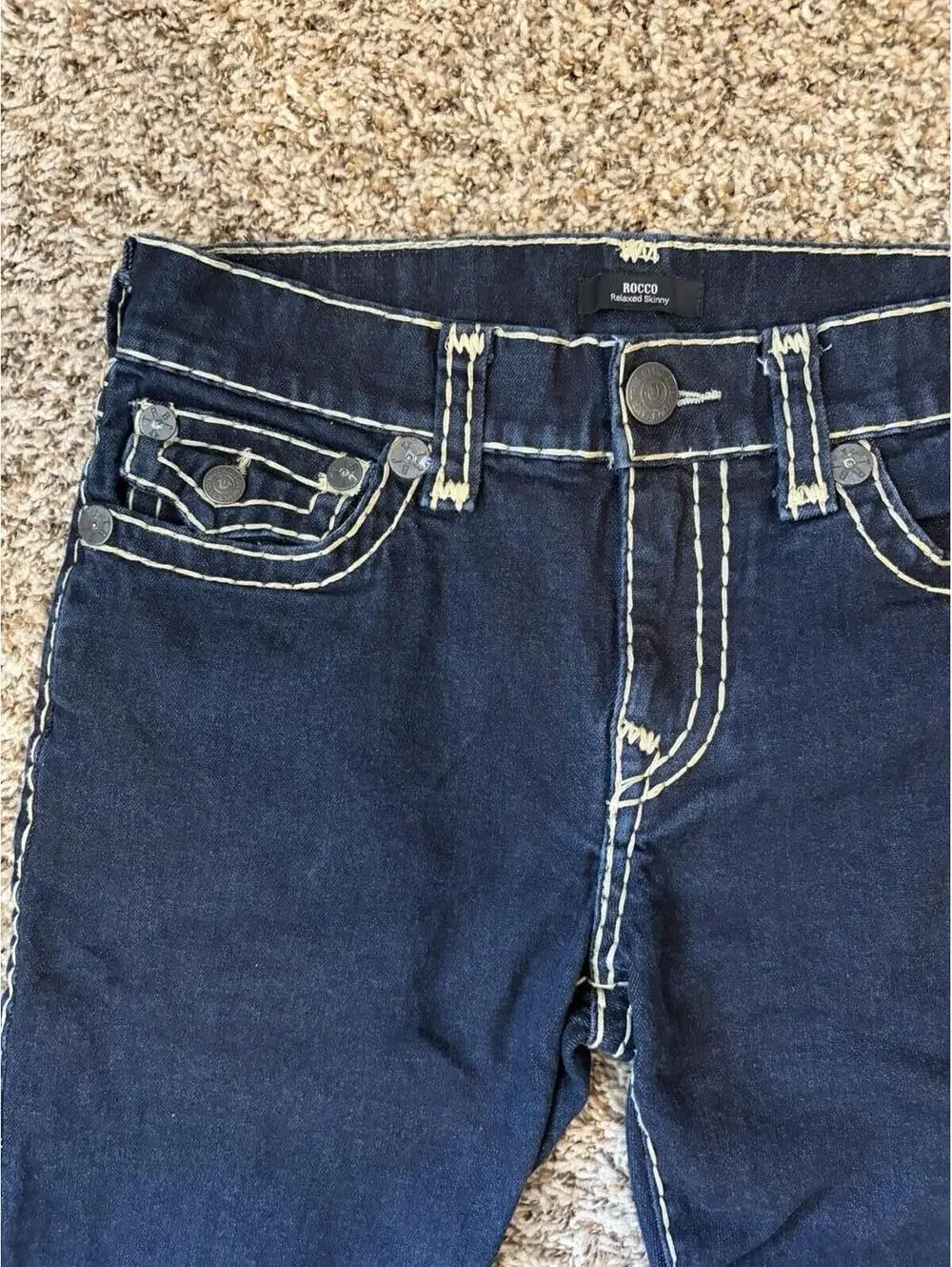 True Religion Rocco Relaxed Skinny Jeans Men’s Size 31 Horseshoe Stitched Flap